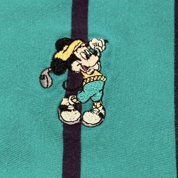 Vintage 90s Mickey Mouse Cutter & Buck Blue Golf Pinstripe Polo Shirt Mens Large - Picture 4 of 13